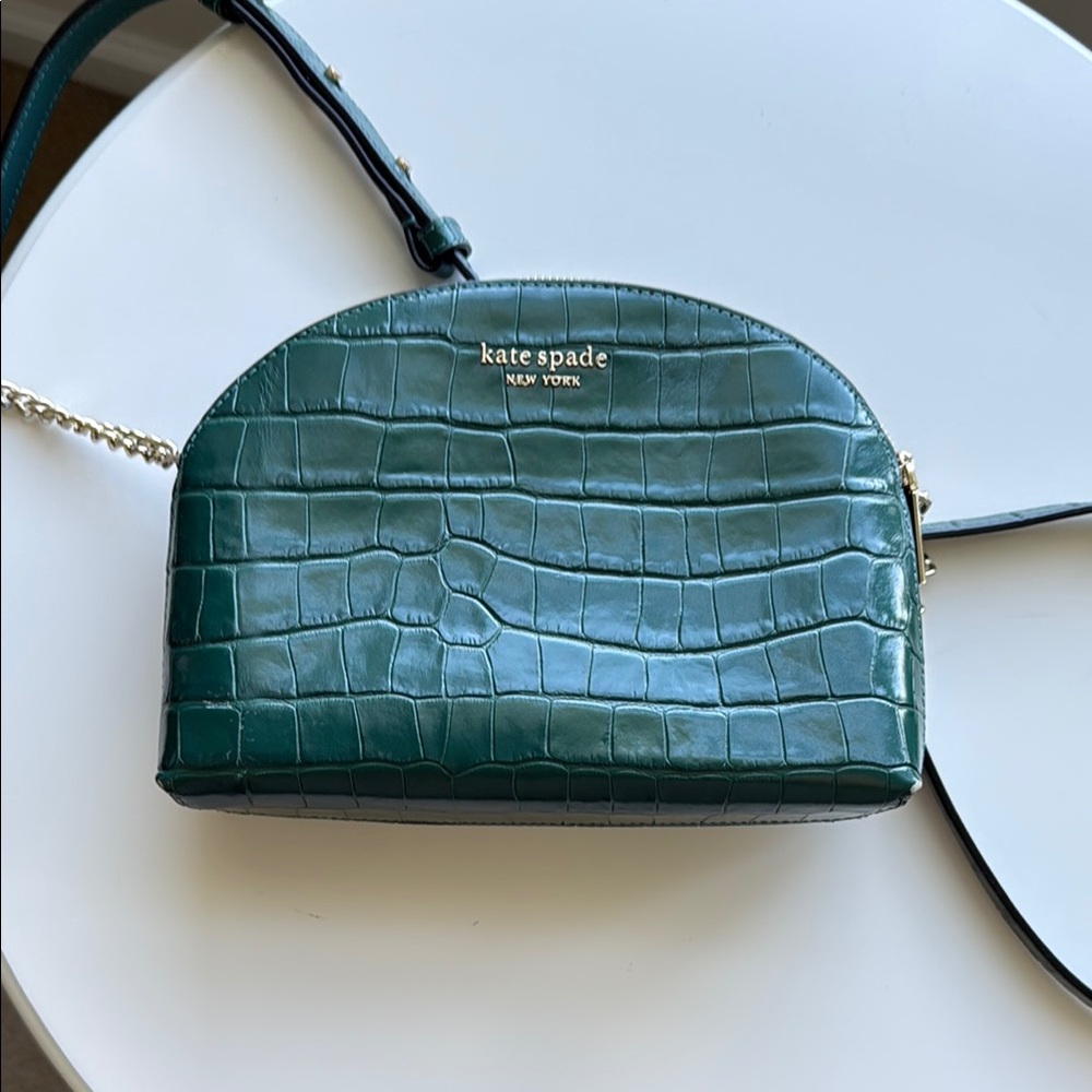 Kate Spade Green Croc-Embossed Crossbody Bag